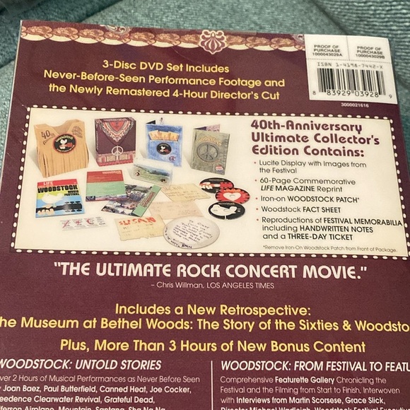 NWT Woodstock: Three Days of Peace & Music DVD, 2009 Directors Cut 40th Set - Picture 6 of 6